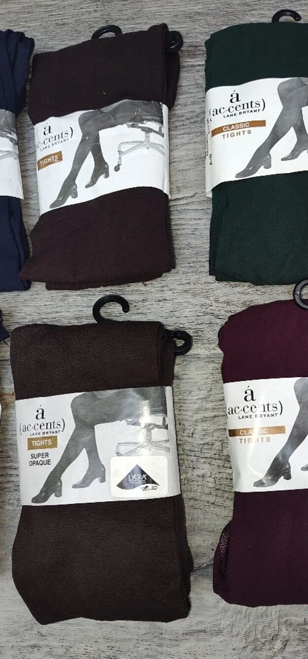 Lane Bryant tights 8 Pairs, Mixed Colors, Gray, Black, Green,Blue Burgundy Brown